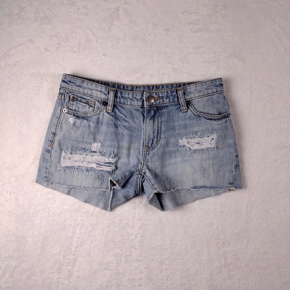 Gap Sexy Boyfriend Distressed Denim Shorts Light Wash Raw‎ Hem Womens 0/25